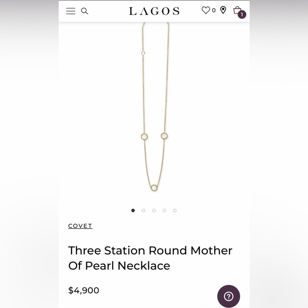 LAGOS 18k Gold 3 station round Mother of Pearl Necklace